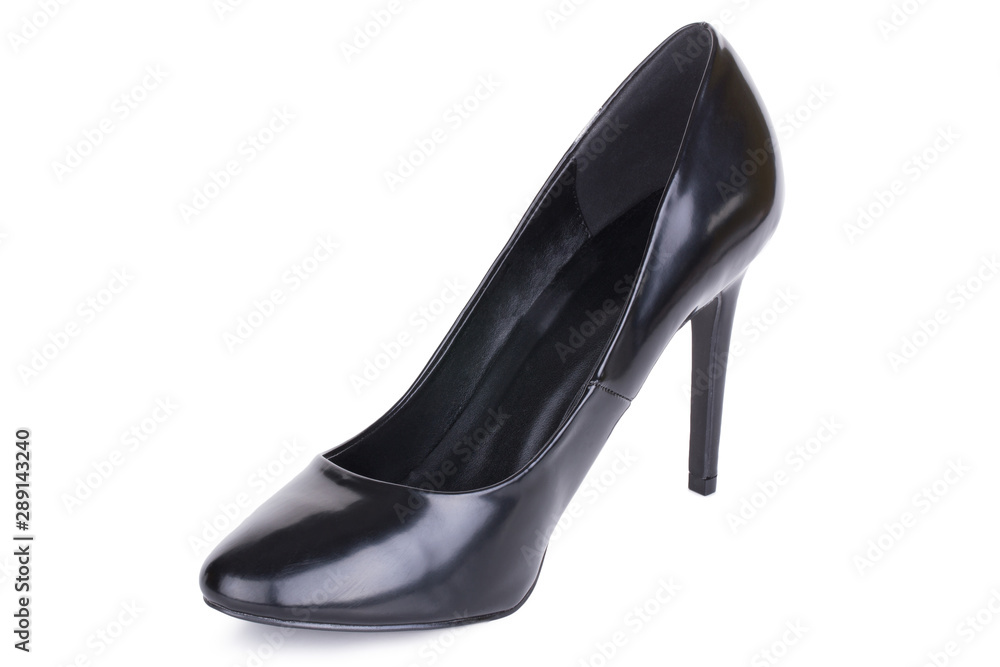 One classical woman daily glossy leather shoe. Isolated. One classical woman daily glossy leather shoe. Isolated.