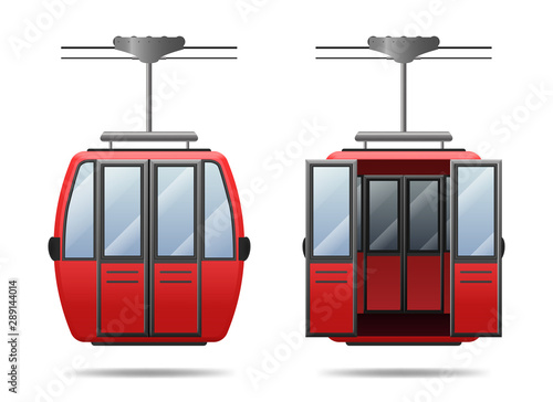 Realistic 3d Detailed Cabin Cableway Set. Vector