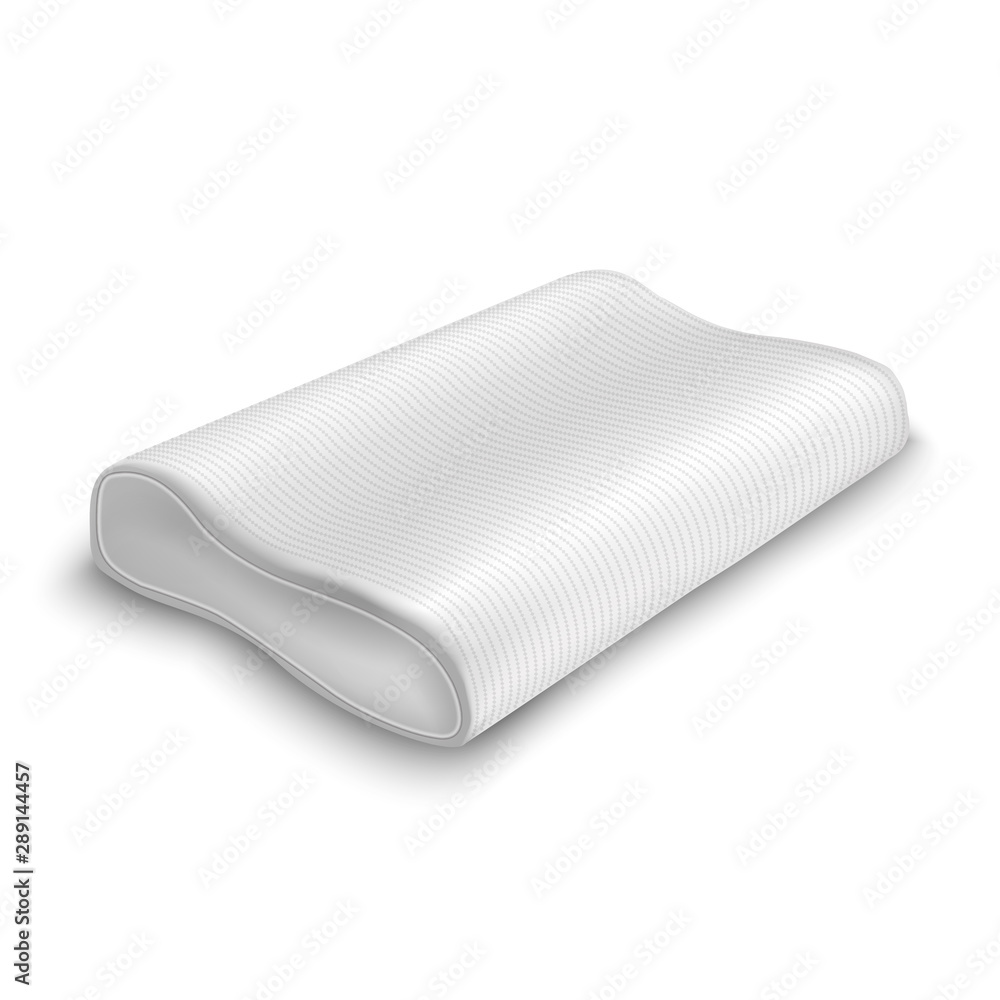 Realistic Detailed 3d White Blank Pillow Orthopedic Template Mockup. Vector