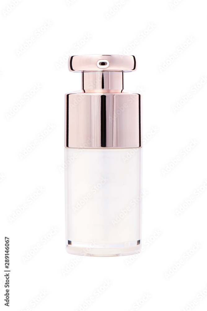 Gel, Foam Or Liquid Soap Dispenser empty Plastic white Bottle isolated. Blank bottle on white background. - Image