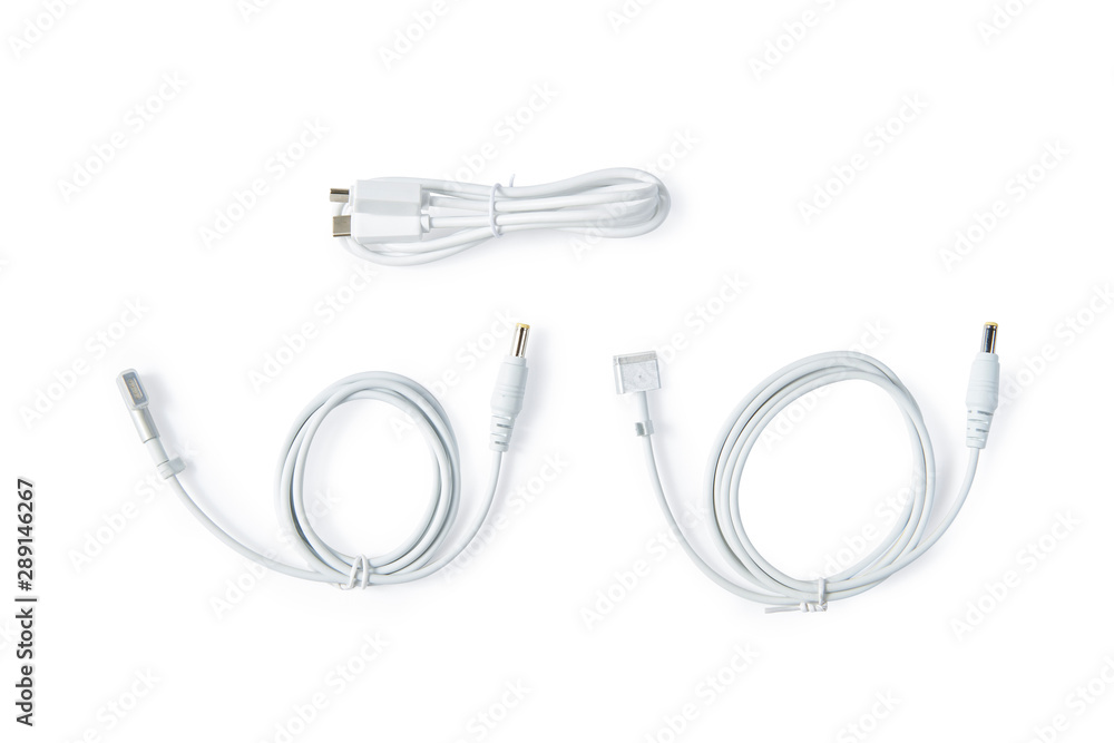 Cable port charger usb power bank adapter isolated on white background - Image Cable port charger usb power bank adapter isolated on white background - Image