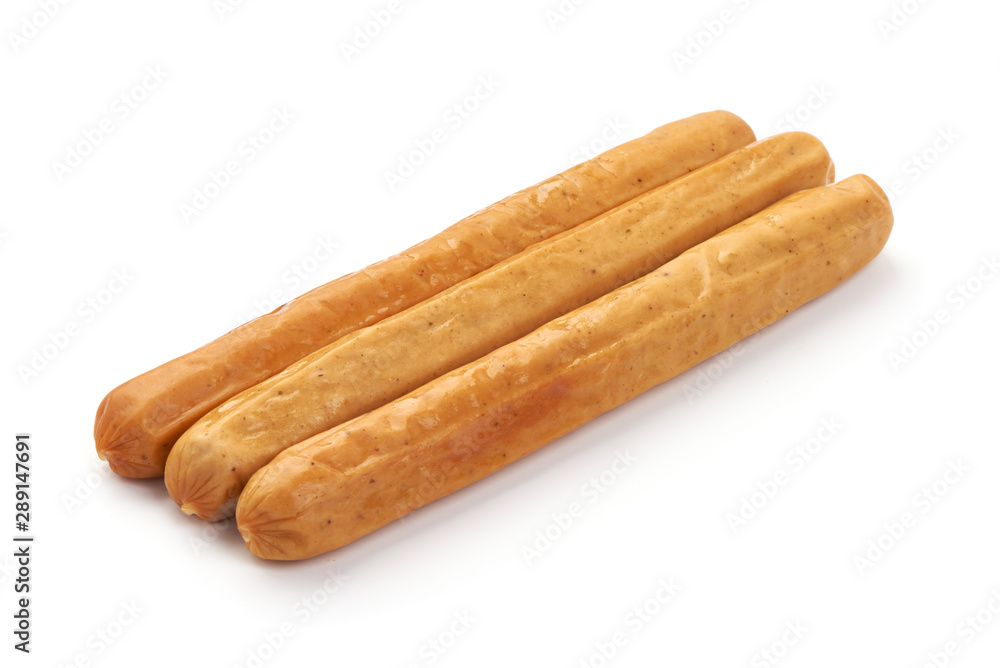 Fresh chicken sausages for barbeque or grill, isolated on white background Fresh chicken sausages for barbeque or grill, isolated on white background