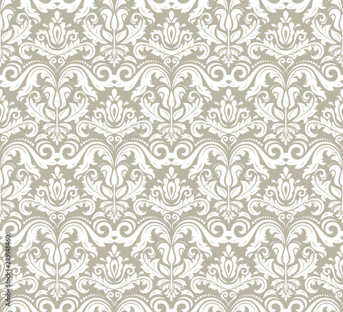 Classic seamless vector pattern. Damask orient white ornament. Classic vintage background. Orient white ornament for fabric, wallpaper and packaging