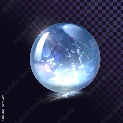 Sparkling crystal ball, ice ball, shiny round shape