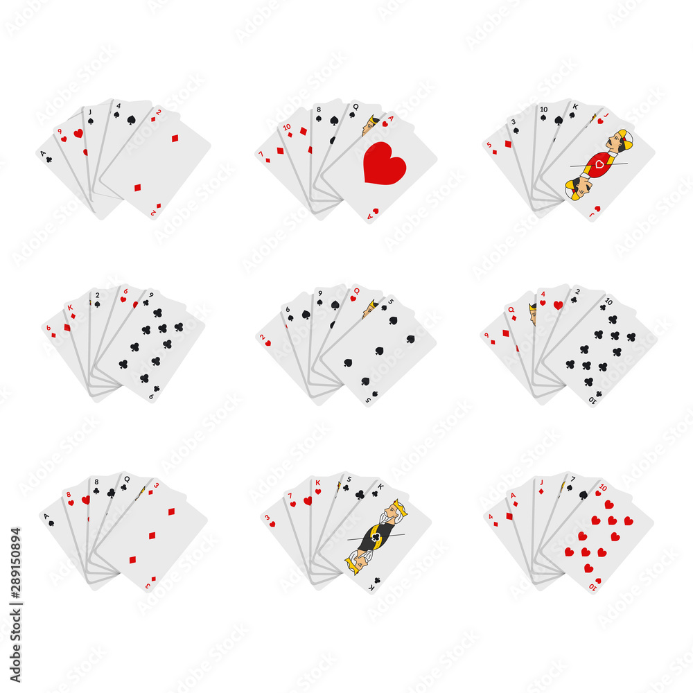 Poker Playing Cards Full Deck Icon Set. Vector Poker Playing Cards Full Deck Icon Set. Vector