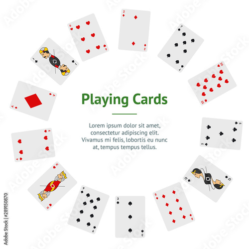 Poker Playing Cards Full Deck Banner Card Circle. Vector