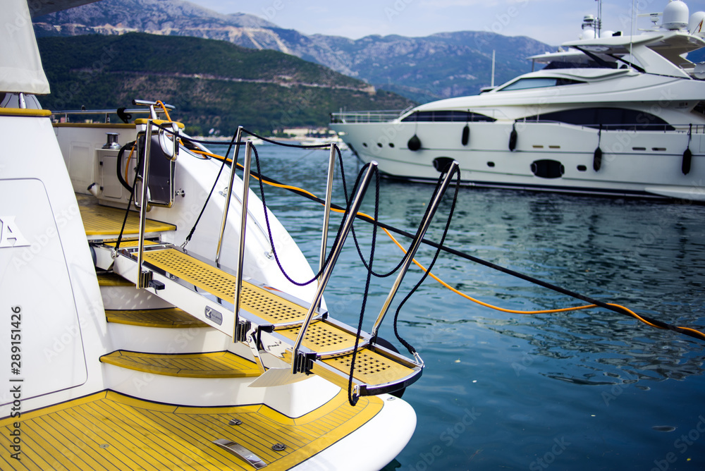 Superyacht on the port. Elements of ship Stock Photo | Adobe Stock