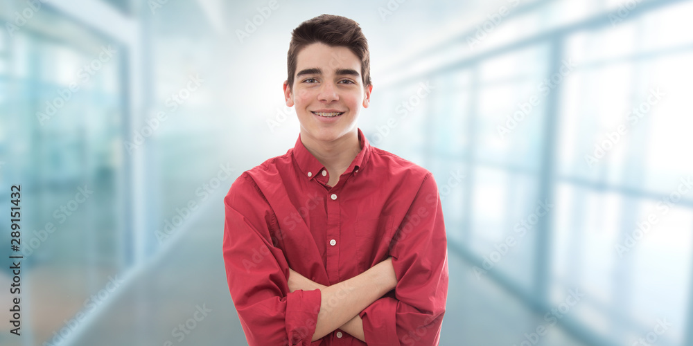 portrait of young man or student indoors - obrazy, fototapety, plakaty 