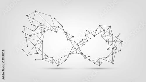 Wire-frame infinity sign on a white background, structural infinity sign