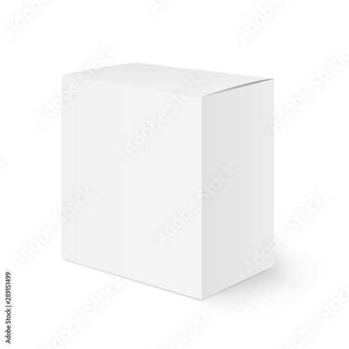 Realistic paper box mockup. Packaging box with shadow - stock vector.