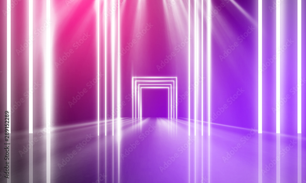 Ultraviolet abstract light. Diode tape, light line. Violet and pink gradient. Modern background, neon light. Empty stage, spotlights, neon. Abstract light. Ultraviolet abstract light. Diode tape, light line. Violet and pink gradient. Modern background, neon light. Empty stage, spotlights, neon. Abstract light.
