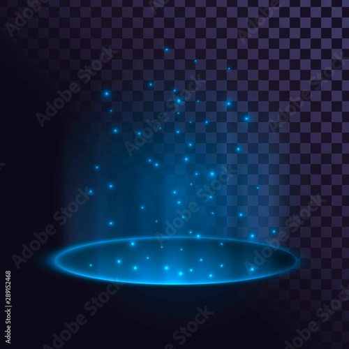 Two luminous blue round hole, luminous futuristic element, hologram, portal