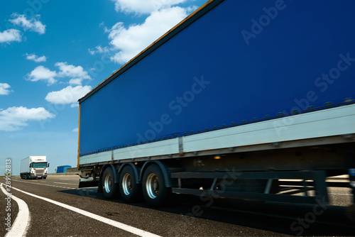 Commercial delivery cargo truck on highway traffic