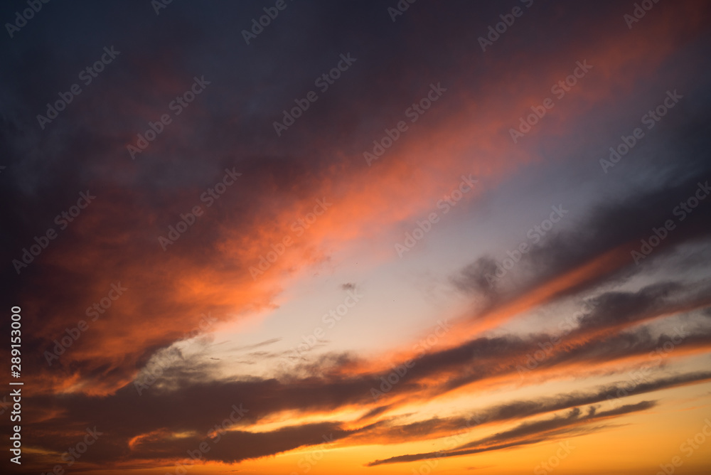 Beautiful colorful sunset with clouds
