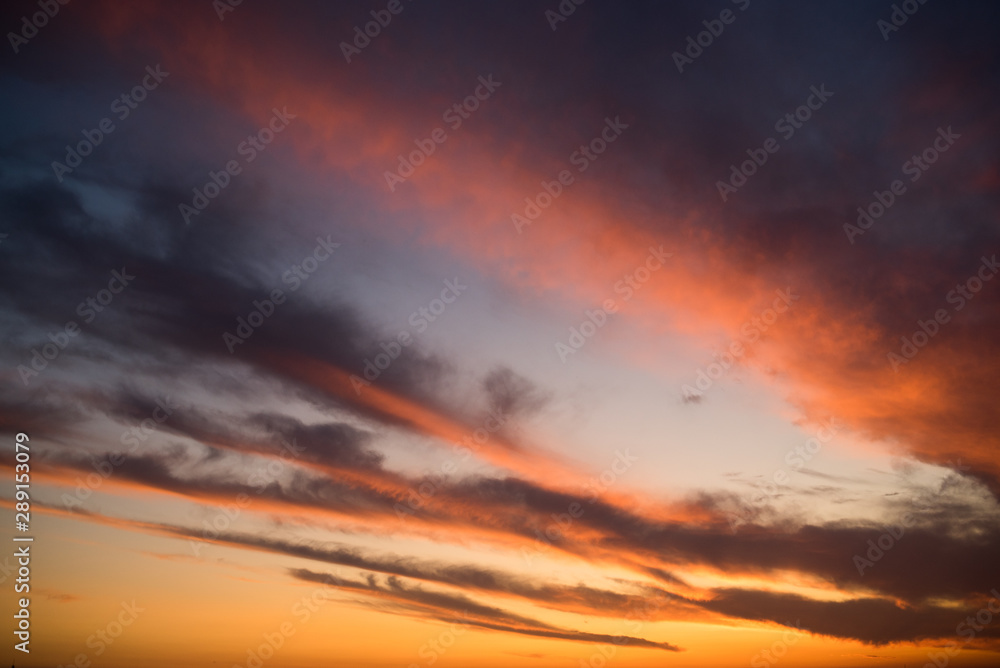 Beautiful colorful sunset with clouds