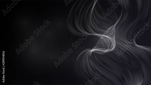 Dark vector background with steam or smoke, smoke waves