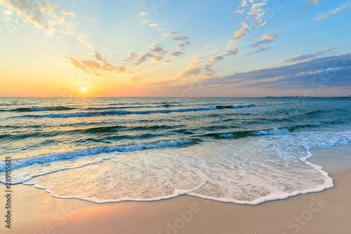 Long wave on the coast, dawn on the sea, Tunisia