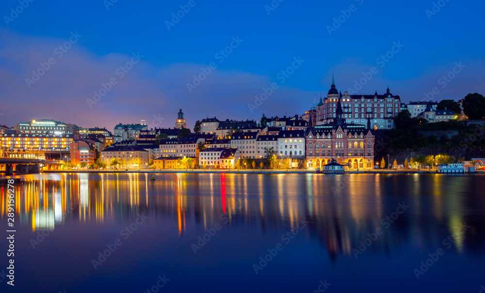 View of Stockholm Sweden at night