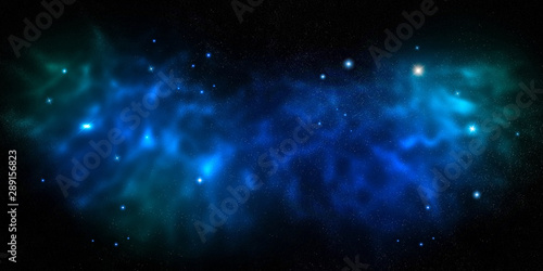 Fototapeta Naklejka Na Ścianę i Meble -  Space blue background with nebula and stars