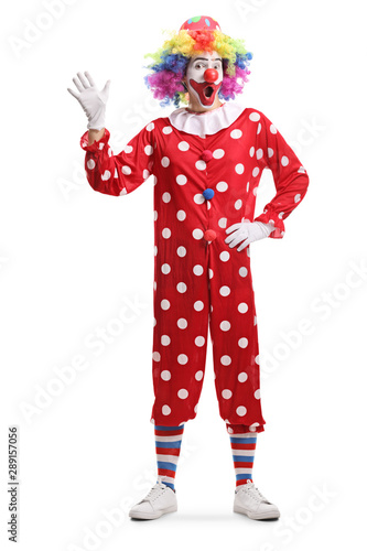 Valokuvatapetti Cheerful clown waving hello
