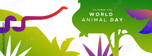 World animal day banner of exotic jungle snake