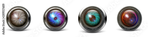 set camera lens object-glass photography background illustration technology design Isolated on white background