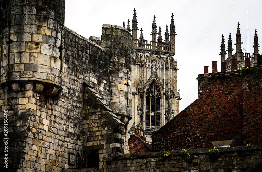 York Minster is a cathedral in York, one of the leading examples of english gothic architecture. York, England.