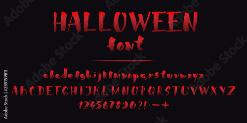 Halloween red blood vector font