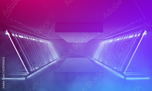 Ultraviolet abstract light. Diode tape, light line. Violet and pink gradient. Modern background, neon light. Empty stage, spotlights, neon. Abstract light. © MiaStendal