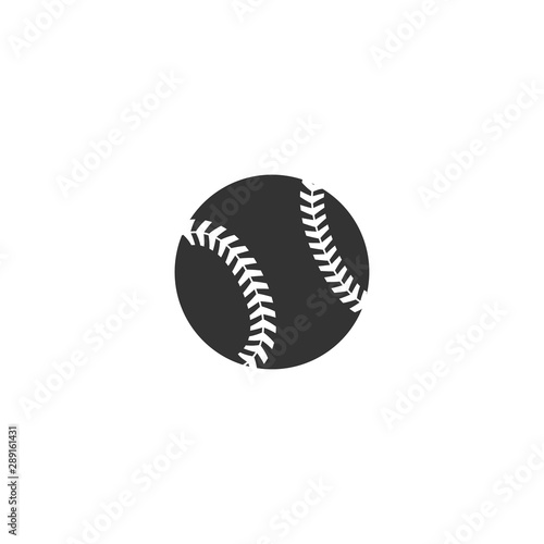 Baseball ball simple vector icon. Baseball play ball black glyph symbol.