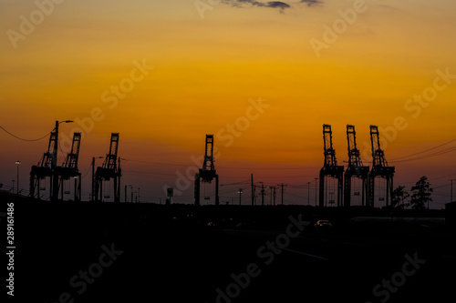 Wilmington, North Carolina,USA,September,2019:Sunset in  Shipyard Blvd