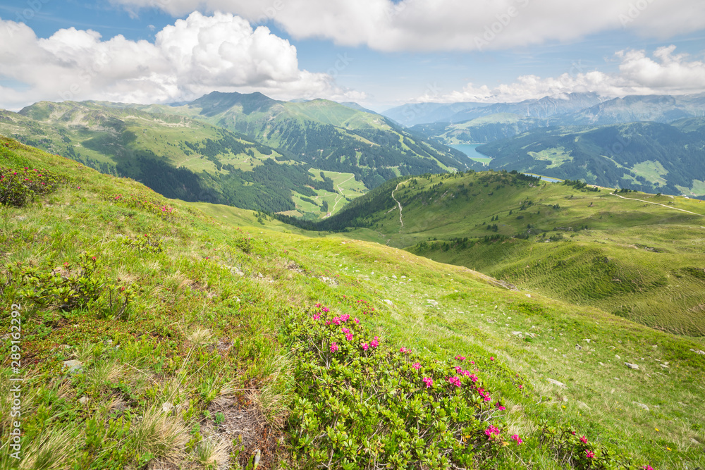 Wide view of alpine landscape in Tyrol, Austria