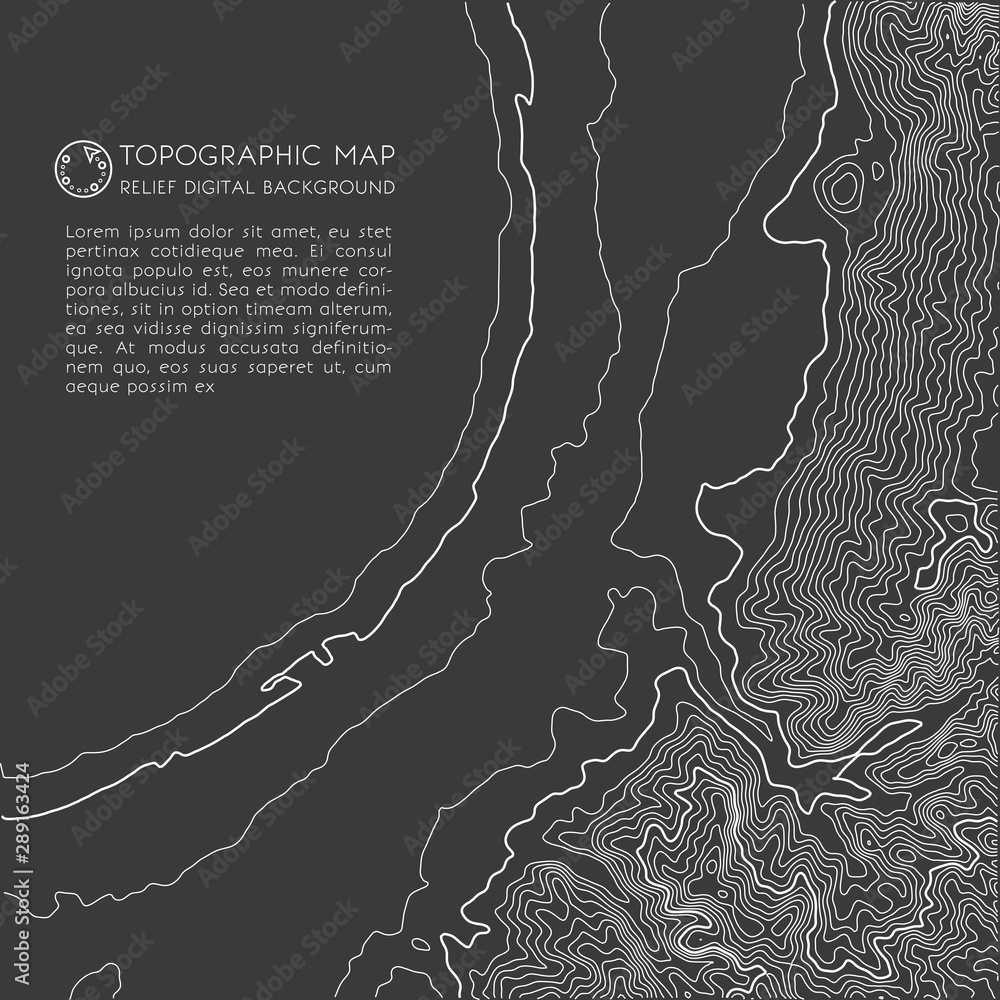 Map line of topography. Vector abstract topographic map concept with space for your copy - obrazy, fototapety, plakaty 