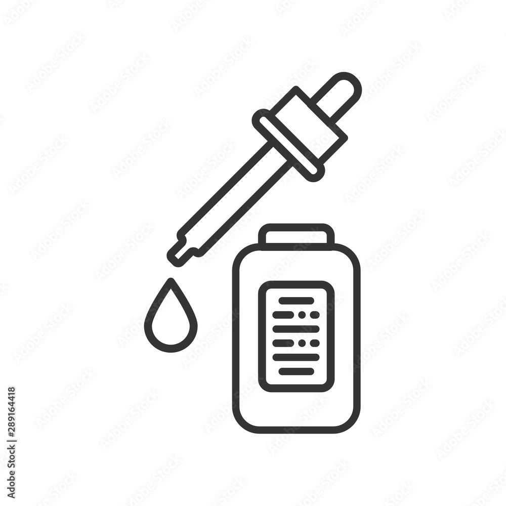 Facial serum black line icon. Skin care sign. Cosmetic product. Lifting, moisturizing, treatment procedure. Pictogram for web page, mobile app, promo. UI UX GUI design element. Facial serum black line icon. Skin care sign. Cosmetic product. Lifting, moisturizing, treatment procedure. Pictogram for web page, mobile app, promo. UI UX GUI design element.
