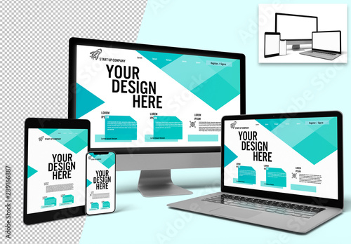 Desktop, Laptop, Smartphone and Tablet Mockup