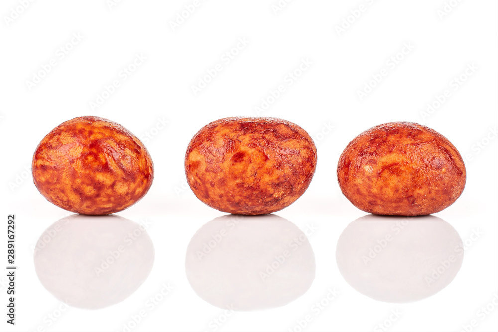 Obraz premium Group of three whole red rice japan assortment isolated on white background