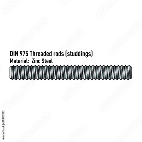 Threaded rods studdings fastener from zinc steel