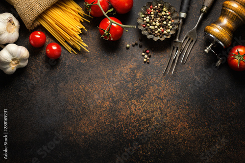 Fototapeta Naklejka Na Ścianę i Meble -  Italian food background with ingredients