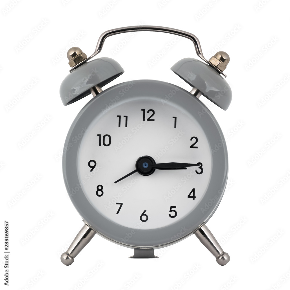 A gray clock with an alarm clock on a white background with arrows showing the time three hours fifteen minutes or fifteen hours fifteen minutes A gray clock with an alarm clock on a white background with arrows showing the time three hours fifteen minutes or fifteen hours fifteen minutes