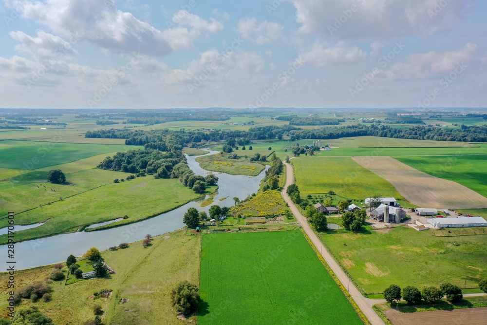 Drone Shot - River Through Farmland Waterloo Ontario