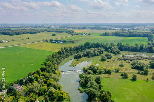 Canvas Print Drone Shot - River Waterfall Countryside Waterloo Ontario