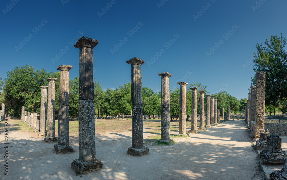 The Palaestra or Palestra, an ancient edifice part of the gymnasium at the sanctuary The Palaestra or Palestra, an ancient edifice part of the gymnasium at the sanctuary