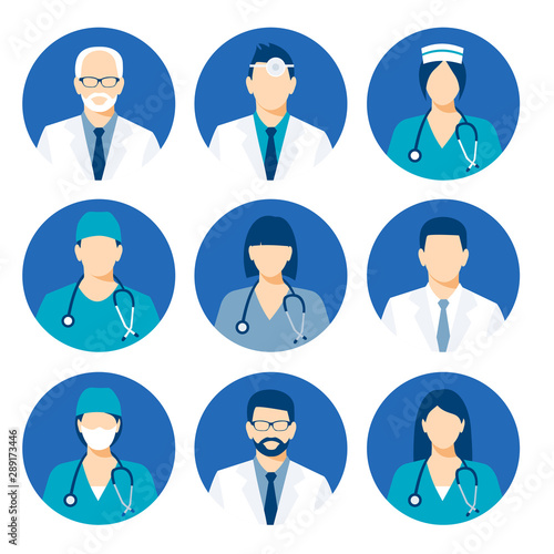Medical avatars set . Medical clinic staff flat avatars. icon
