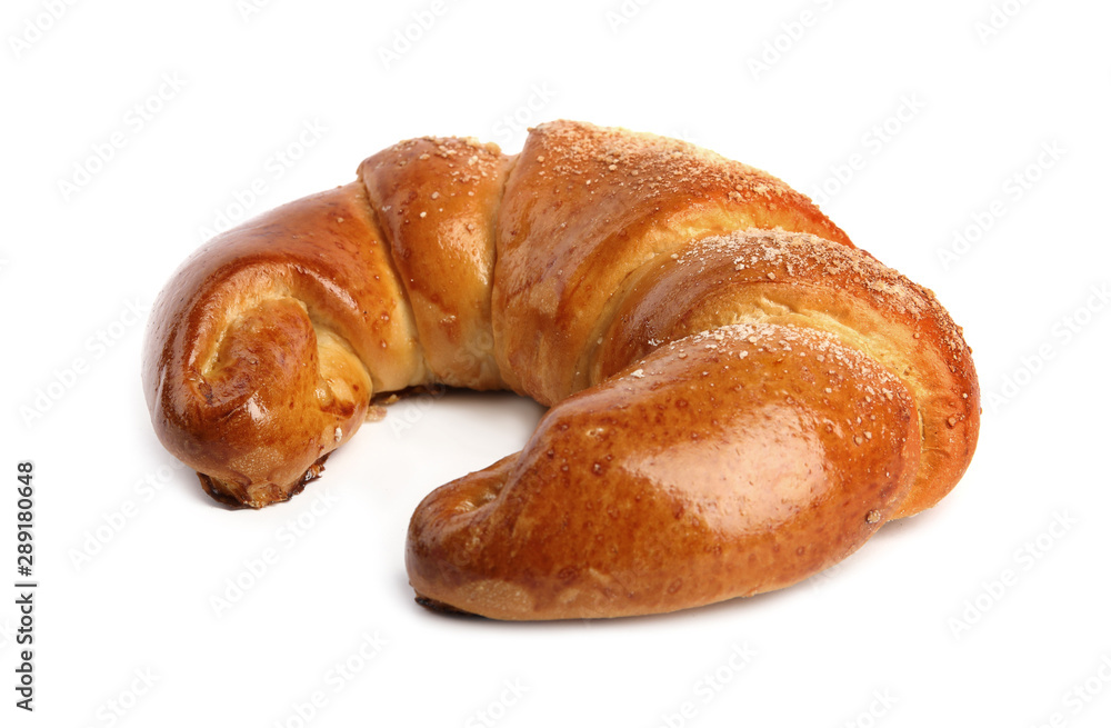 Fresh delicious sweet pastry on white background