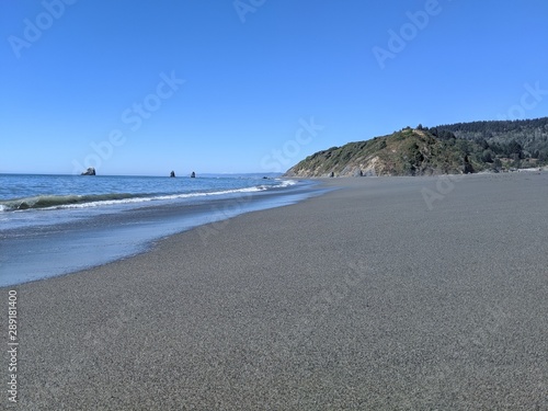 pacific northwest coast line beach with mountains