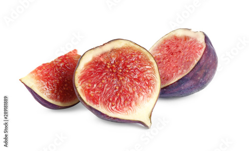 Tasty fresh fig fruits on white background