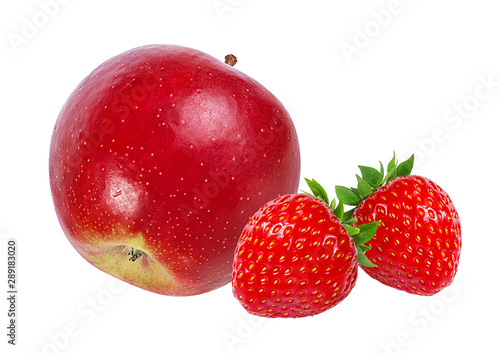 apples and strawberries isolated on white background