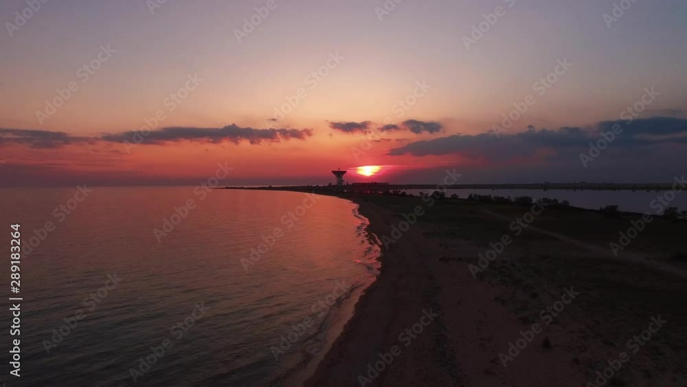 Beautiful sunset over the coastline of Yevpatoria, Crimea Beautiful sunset over the coastline of Yevpatoria, Crimea