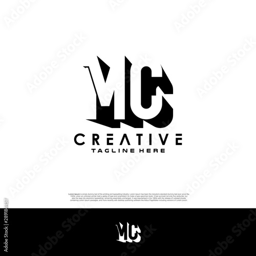 MC Letter Initial Logo Design in shadow shape design concept.