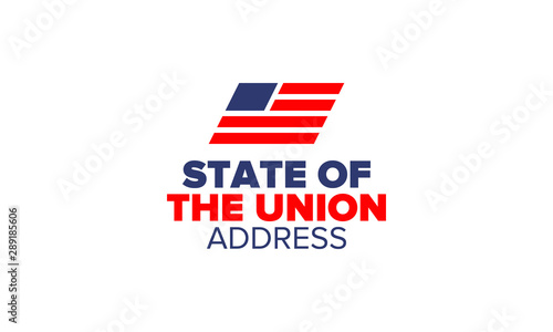 State of the Union Address in United States. Annual deliver from the President of the US address to Congress. Speech President. Patriotic american elements. Poster, card, banner, background. Vector